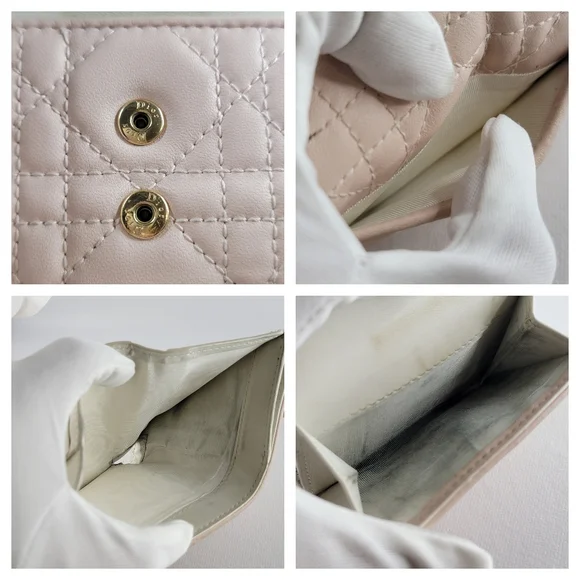 CHRISTIAN DIOR Cannage Lotus Leather Trifold Wallet - Picture 10 of 11